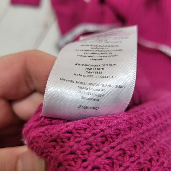 Michael Kors MK oversized magenta knit  turtleneck cowl sweater - Picture 4 of 8